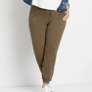 Maurices Plus Size Olive Green Knit Twill Drawstring Jogger Pants